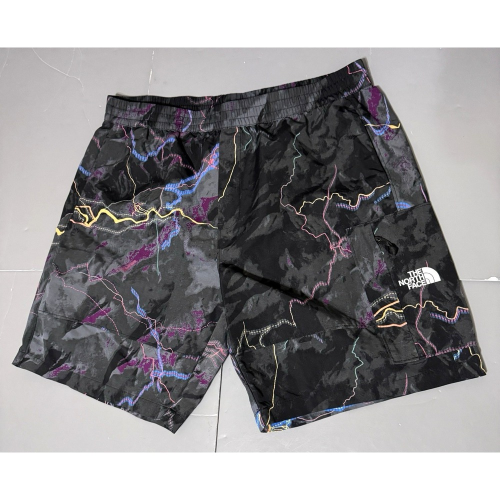 The North Face Nylon Easy Shorts TNF Lightning Mens Size XL Black Multicolor